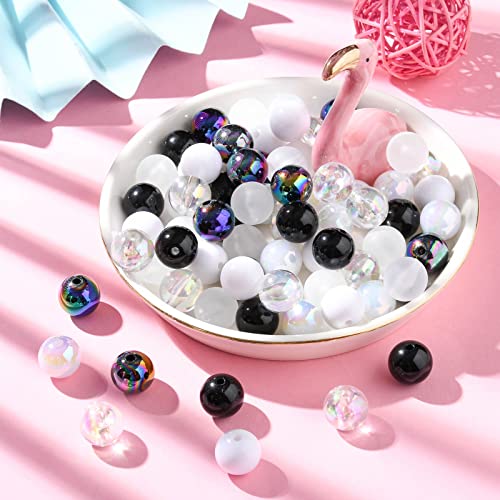 DanLingJewelry 100Pcs 15mm AB Color Round Beads White & Black Acrylic Beads Round Bubblegum Beads Bubble Beads for Jewelry Bracelet Making (MACR-CJ0001-45-CHH) - color: 100pcs - 15mm Round Ⅰ