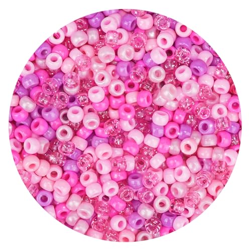1000PCS Pink Pony Beads Bulk – 6x9mm Gradient XOXO Glitter Kandi Beads for Bracelets, Hair Braids, Jewelry Making, DIY Gifts & Love-Themed Crafts - color: Love Edition