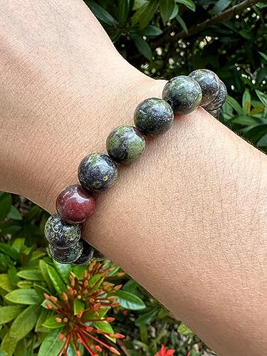 GAF TREASURES Grade A ++ Gemstone Round Bead Adjustable Bracelet 10mm, Genuine Crystal Bead Bracelet, Gift for Men & Women - color: Dragon Blood Jasper