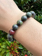 GAF TREASURES Grade A ++ Gemstone Round Bead Adjustable Bracelet 10mm, Genuine Crystal Bead Bracelet, Gift for Men & Women - color: Dragon Blood Jasper
