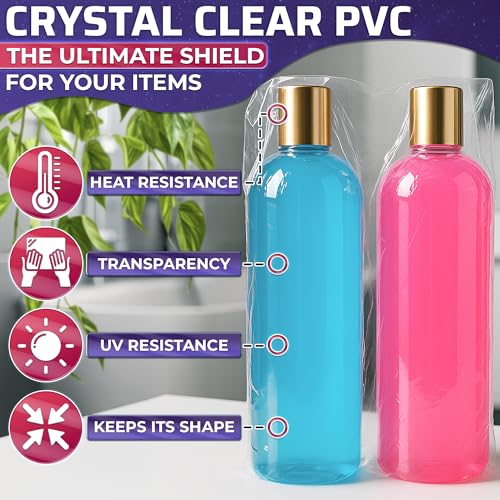 100 Pcs Heat Shrink Wrap Bags 6x12" – Heat Shrink Film Bag Shrinks with Hair Dryer or Hot Air Gun at Medium Temperature – Mother’s Day Packaging for Oil Bottles, Candles, Makeup Brushes, Gift Sets - size: 1 count (Pack of 100)