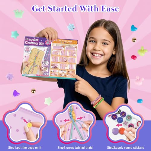 TingingYuli Friendship Bracelet Making Kit for Girls 8-12, DIY String Bracelet Maker with 3-Layer Storage Box, Arts and Crafts for Kids Ages 6-12, Easter Christmas Birthday Gift Set - color: Purple