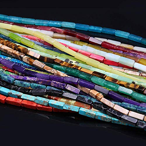 Natural Stone Beads,Crystal Quartz Stone Beads Semi Precious Healing Chakra Punch Loose Gemstone Beads for Jewelry Making DIY for Bracelet Necklace Accessories (2 Strands Mix Style)