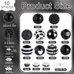 35 Pcs Chunky Bubblegum Beads 20mm Focal Pen Large Rhinestone Pearl Bead with Rhinestone Large Hole European Spacer Bead for DIY Beadable Pen Jewelry Making Keychain Craft Making(Black) - color: Black