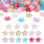 Beadthoven 120Pcs Flower Acrylic Bead Caps Colorful Cherry Blossom Flower Beads with Golden Metal Enlaced 5-Petal Flower Loose Spacers Bead for Earrings Bracelet Necklace DIY Crafts Supplies - color: Cherry Blossom-Colorful
