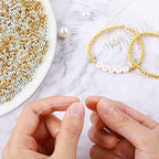 1200Pcs 4mm Round Beads Spacer Beads Smooth Loose Ball Beads for DIY Bracelet Jewelry Making Craft, Silver & Gold - color: Silver & Gold, size: 4mm