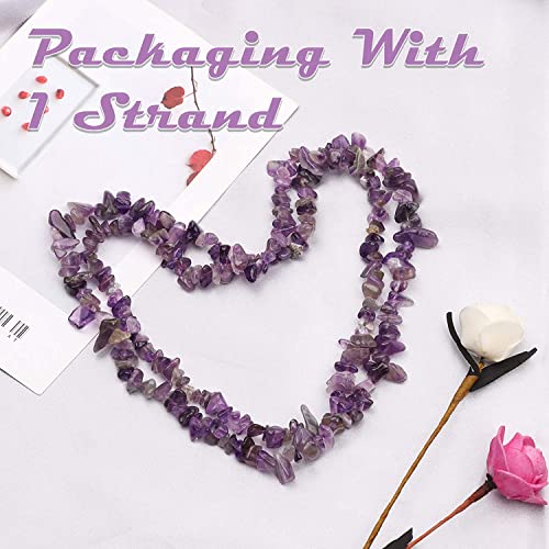 500 pcs Natural Chip Stone Beads, Amethyst 5-8 mm Irregular Gemstones Healing Crystal Loose Rocks Bead Hole Drilled for Jewelry Making Bracelet - color: Amethyst