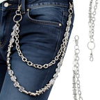 Layered Punk Pants Chain for Men Women, Gothic Hip Hop Jean Chain Wallet Chain Biker Trouser Chain, Goth Emo Fashion Keychain Accessories - color: 2L-Prickly