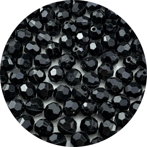 400pcs 8mm Acrylic Round Faceted Beads for Crafts Faceted Spacer Beads for Sewing Crafts Decoration Necklaces Bracelets Earrings Jewelry Making(Black) - color: Black, size: 8mm