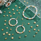 PH PandaHall 100Pcs 10 Styles Metal Flower Beads Golden Spacer Beads Floral Loose Charm Bead Blossom Flower Flat Round Loose Bead Spacers for Bracelet Jewelry Making, 5.5~8mm