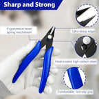 2 Pack Wire Cutters Set, 6" and 5" Ultra Sharp Flush Cutters, Carbon Steel Wire Cutters for Crafting, Electronics, 3D Prints, Jewelry Making, Model Sprue, Zip Ties(6"+ 5", Blue, 2 Pack) - color: 5"+ 6", Blue