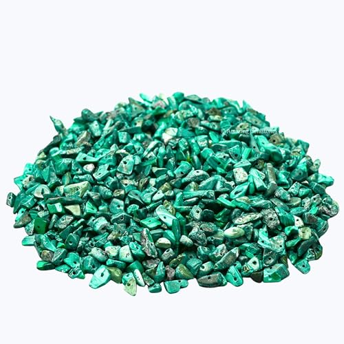 Malachite Pre Drilled Crystal Crushed Chips Beads for Bracelets Making, DIY Handmade Natural Healing Crystals (25 Inch Strand) - color: Malachite