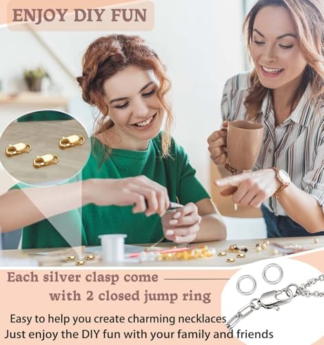 Dailyacc 925 Sterling Silver Lobster Clasp with Closed Jump Rings Gold Necklace Clasps and Closures for Jewelry Bracelet Extender,Made in Italy - color: 12pcs Gold, size: 0.39IN/10MM