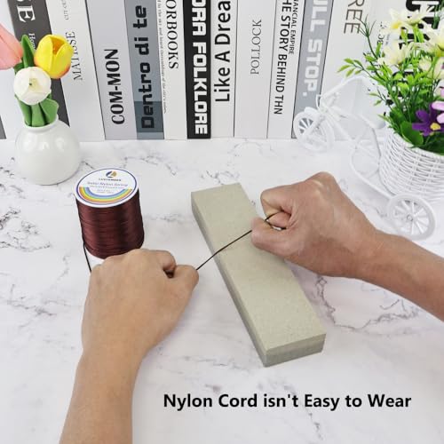 LUSTEMBER 330 Feet Satin Nylon String, 1 mm Silky Smooth Durable Nylon Cord for Jewelry Making, Bracelets, Beading, Necklaces, Macrame, Kumihimo, Rattail, and Chinese Knot Craft - size: Brown