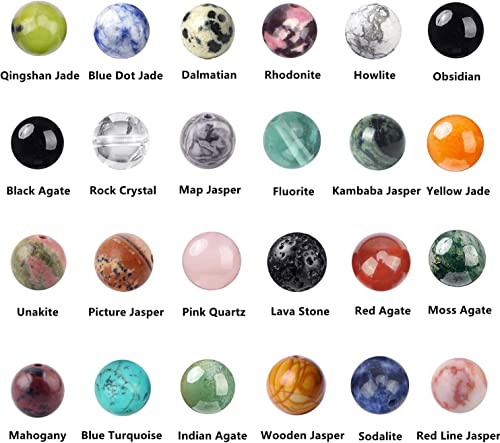 960pcs Natural Stone Beads 6mm Round Polished Loose Gemstone Crystal Energy Beads for DIY Jewelry Making (24 Materials A) - color: 24 Materials A, size: 6mm