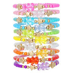 Friendship Bracelets Boho Stackable Bracelets for Women Surfer Heishi Clay Bead Bracelets Stretch Preppy Bracelets Colorful Boho Bracelets for Women - color: 10pcs Candy Bear