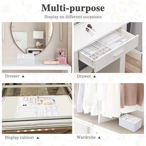 Jewelry Drawers Organizer Trays,4 Layer Stackable Jewelry Drawer Inserts Velvet Jewelry Tray Storage Display Tray for Earring Necklace Rings Bracelet