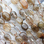 MJDCB Natural Irregular Shape Stone Beads 6-8mm Copper Color Quartzrutilated Gemstone Energy Cured for Jewelry Making Necklaces - color: Copper Color Quartzrutilated