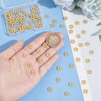 BENECREAT 100Pcs Real 18K Gold Plated Spacer Beads, 7.5x2mm Flower Metal Spacer Beads Heishi and Rondelle Bead for Jewelry Making Findings and Craft Work, Hole: 2mm