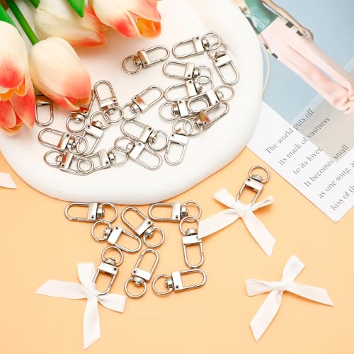 30Pcs Metal Lobster Claw Clasps, 360° Swivel Snap Hooks, Key Chain Hooks, DIY Claw Clasps for Jewelry, Bags, Keychains, and Art Crafts (Silver) - color: Silver