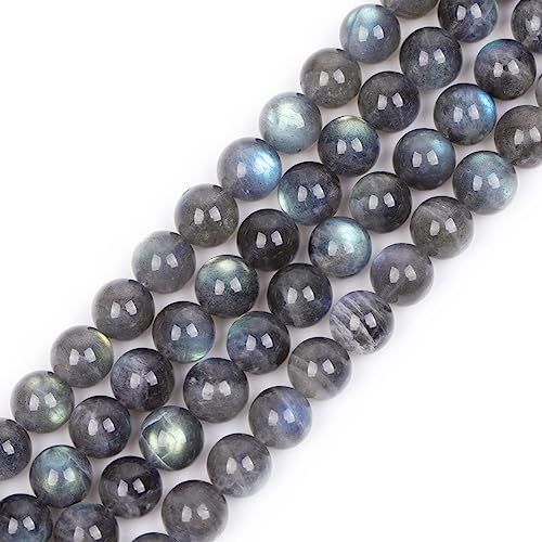 GEM-Inside Rainbow Flash Gray Labradorite Gemstone AAA Grade Natural 10mm Blue Crystal Energy Stone Power Beads for Jewelry Making 15" - color: Aaa Transparent Labradorite, size: 10mm