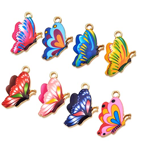 30 Pcs Mixed Color Alloy Enamel Butterfly Charms Pendant for Earrings Bracelets Necklace DIY Making Jewelry Making Accessories