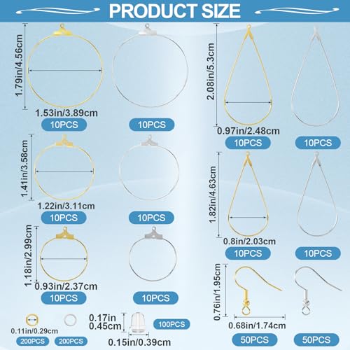 Pndeyo 700pcs Hypoallergenic Earring Making Accessories, Teardrop Round Hoop Earrings Findings Earring Hooks, Clear Rubber Earring Backs & Jump Rings for Jewelry Making- Silver & Gold - color: Silver & Gold-700pcs