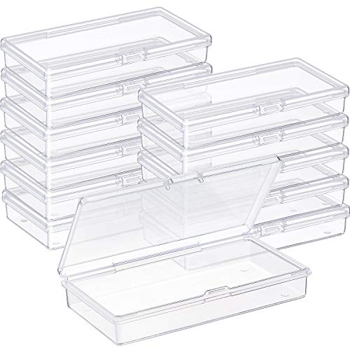 SATINIOR Pack of 12 Clear Plastic Bead Storage Containers with Hinged Lids for Beads and More (12.8 x 6.1 x 2.45 x 2.9 inches) - size: 4.8 X 2.45 X 0.9 Inch