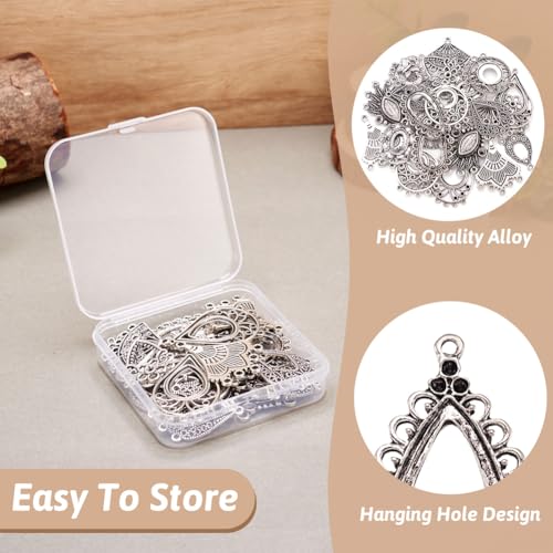 KISSITTY Tibetan Style Alloy Chandelier Component Links for Jewelry Making - color: Antique Silver # Mixed Shape 1
