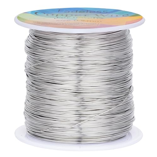 203 Feet Tarnish Resistant Copper Wires 24 Gauge/0.5mm Jewelry Craft Wires Beading Wire for Jewelry Making, Wire Wrapping and Crafting (Platinum) - color: Platinum, size: 24 Gauge