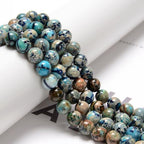 124Pcs (2pcs/Set) 6mm Dark Sky Blue Sea Sediment Jasper Smooth Round Beads Natural Stone Beads AAA Grade Premium Round Gemstone Genuine Real Stone Loose for DIY Bracelet Jewelry String Making