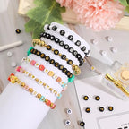 DECYOOL 1900pcs Letter Beads,Acrylic Alphabet Beads with 1 Roll Elastic String for Bracelet Necklace Jewelry Making Supplies (Gold&Silver&Black) - color: Gold&Silver&Black
