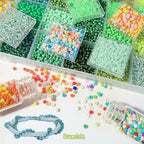 11200pcs Glass Seed Beads for DIY Crafting Bracelet Necklace Embroidery Jewelry Making Supplies (3mm, 400pcs/Color, 28 Colors, Green Scheme) - color: Green