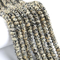 76pcs 5x8mm Natural Dalmatian Jasper Stone Rondelle Spacer Loose Beads Abacus Disk Stone Round Loose Gemstone Beads for Jewelry Making DIY Bracelet Necklace - color: Dalmatian Jasper, size: 5x8mm Abacus Disk