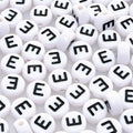 Amaney Vowel Letter Beads E 100pcs 7×4mm White Round Acrylic Black Alphabet for Jewelry Making - color: E