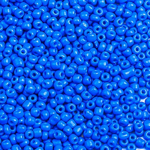 2000pcs Glass Seed Beads Bulk, 4mm 6/0 Mini Pony Spacer Small Individual Color Seed Beads for DIY Bracelet Necklaces Wrist Jewelry Making, Blue - color: Blue