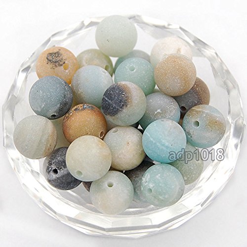 AD Beads Natural Matte Frosted Gemstone Round Spacer Loose Beads 4mm 6mm 8mm 10mm 12mm (8mm, Matte Multi-Color Amazonite) - color: Matte Multi-Color Amazonite, size: 8mm