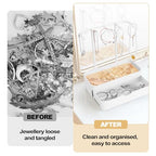 WCHOSOZH Jewelry Organizer Stand, 2-Tier Necklaces Holder with Wooden Tray and 5 Storage Hooks, Earring Holder with 5 Pcs Jewelry Bags for Bracelet,Chains,Rings,Earrings,Keys Watches (White) - color: Upgraded White