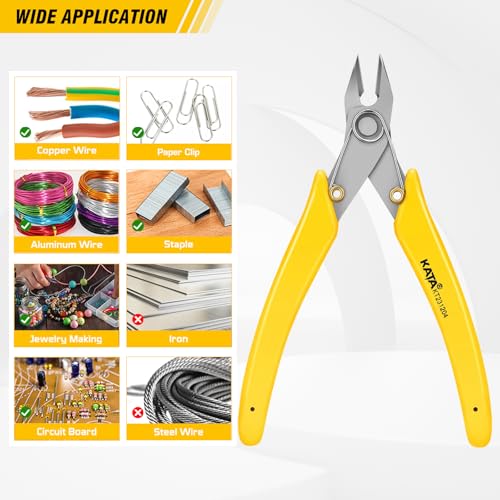 KATA 5.5 Inch Stainless Steel Wire Cutter Micro Flush Cutters, Precision Side Cutter Plier Sprue Cutting Snip for Electronics, Jewelry Making, Metal Wire Cutter, Crafting - color: 5.5 Inch