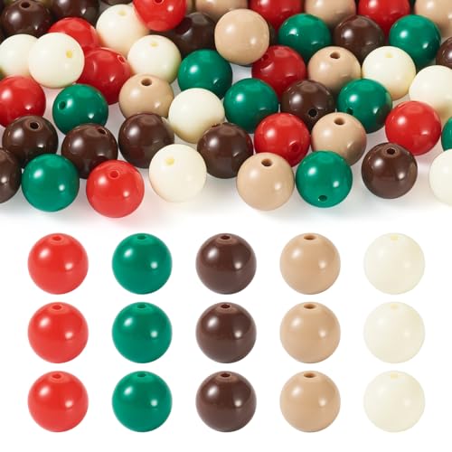 100 Pcs 11.5-12mm Bubblegum Beads Opaque Acrylic Chunky Loose Spacer Round Focal Beads for Jewelry Making Bracelet Necklace Keychain Craft Art Making,Hole:1.8mm,Antique White - color: Antique White