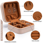 Custom Leather Customized Jewelry Organizer Box w/Name & Birth Flower Month - Birthday Gifts for Women, Mom Personalized Jewelry Travel Case - Beige - color: Rose