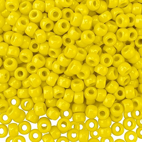 QPIXVB 1100pcs Pony Beads,Friendship Bracelet Beads Kit,Bead for Jewelry Making and Bracelets Making,Bulk Hair Bead for Braids,Crafts - color: yellow beads