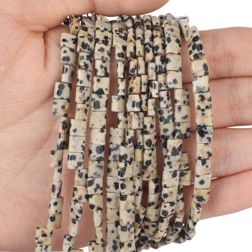 Natural Spotted Stone Beads, Each Approximately 5x5x2mm Square 2-Hole Spacer Bead, are Used to Make Bracelets, Earrings, Necklaces, with Each String Measuring 15-16 Inches - color: Spotted Stone