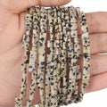 Natural Spotted Stone Beads, Each Approximately 5x5x2mm Square 2-Hole Spacer Bead, are Used to Make Bracelets, Earrings, Necklaces, with Each String Measuring 15-16 Inches - color: Spotted Stone