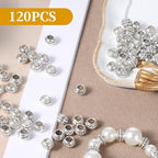 120 Pcs Silver Spacer Beads Tibetan Antique Silver Large Hole Spacers Beads Metal Loose Spacer Bead for DIY Necklace Bracelet Jewelry Crafts Making (8×6mm, Hole:4.5mm)