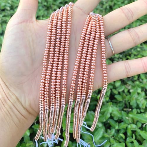 950pcs Adabele Grade A Natural Hematite Rose Gold Plated Healing Gemstone 4mm x 2mm Small Round Rondelle Loose Beads Gem Stone Spacer for DIY Craft Jewelry Making GFC7-4 - color: Rose Gold Plated Hematite, size: 4x2mm (950pcs/5 Strands)
