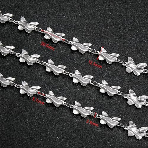 UMAOKANG 2 Yard Butterfly Chain for Jewelry Making Stainless Steel Chains Bulk on Spool with Jump Rings Lobster Clasps - color: Silver Butterfly