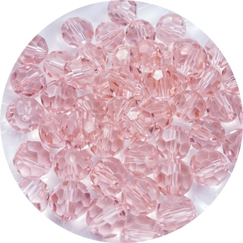 Crystal Glass Beads 500 Pieces 3mm Round Faceted Glass Spacer Beads for Jewelry Making Bracelet Earring Necklace DIY Craft Supplies(Pink) - color: Pink, size: 3mm
