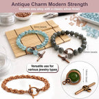 Heather's cf Toggle Jewelry Clasps – Durable Quality, Antique Swirling Copper Finish Toggle Clasps & Closures for Necklace, Bracelet & Charms – Ideal for DIY, & Jewelry Making – Medium (Set of 23) - color: Medium copper toggle clasp