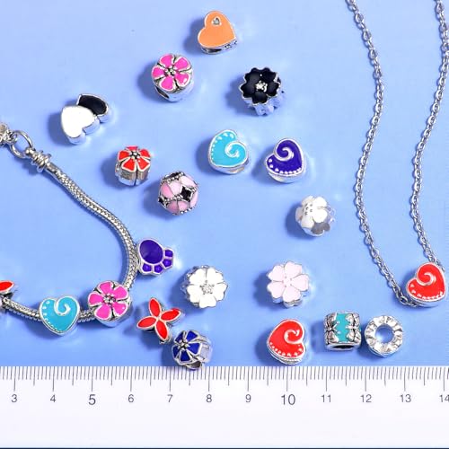 50pcs Large Hole Metal Spacer Beads for Bracelet Necklace Keychain Making, European Enamel Focal Beads, Jewelry Findings & Supplies for Bracelet, Mixed Style (50Pcs Enamel) - color: 50Pcs Enamel